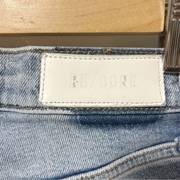 Re/Done 70s Stove Pipe Jeans Size 24 High Rise Mid 90s Color Button Fly Raw Hem - Picture 11 of 16